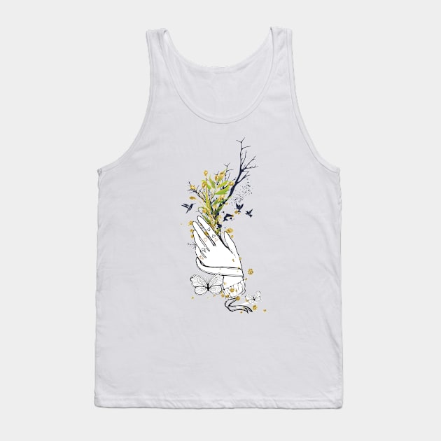 Flowered Boho Hand Tank Top by jobieh shop